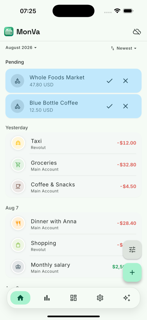 Apple Pay payments captured as pending expenses to confirm