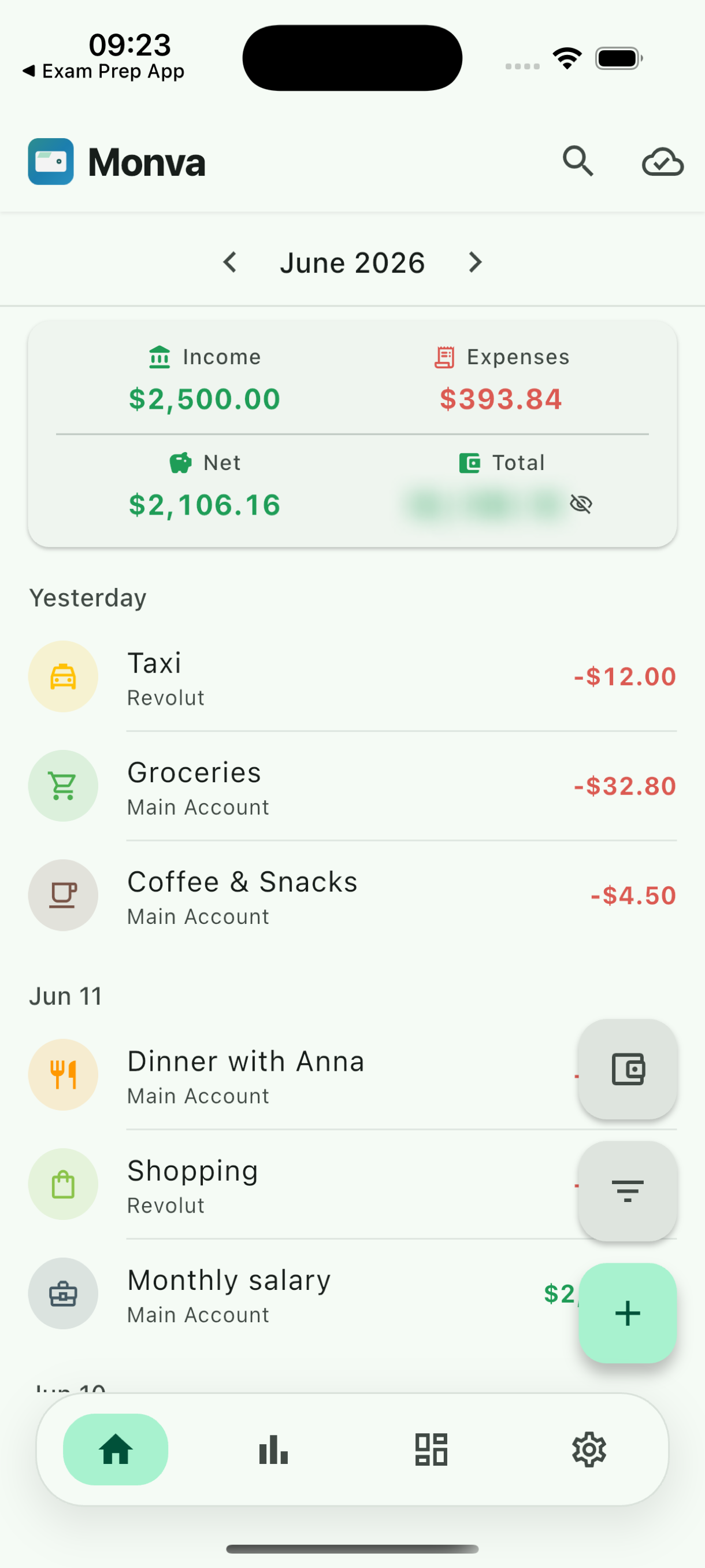 Monva home screen